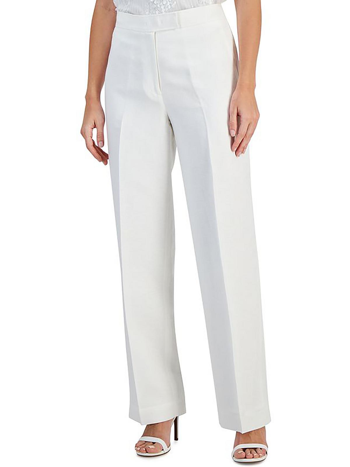 Anne Klein Womens Pocket Solid Wide Leg Pants